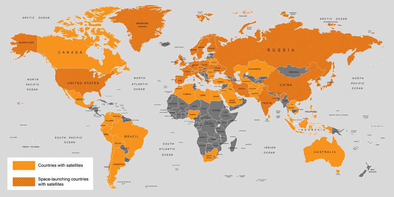 Countries operating satellites in 2016 (image source: www.ucsusa.org)